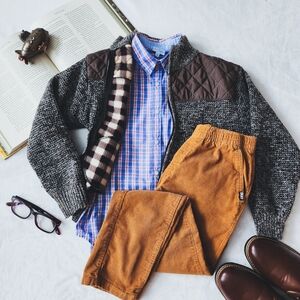 Boys Outfit Bundle Size 12 | Little English Shirt, DKNY Cords, Gioberti Cardigan